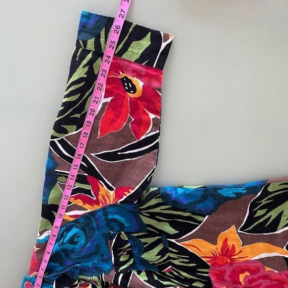 Chico’s Woman Blouse/Tunic Large button down Linen  3/4 sleeves Tropical print - Picture 7 of 17